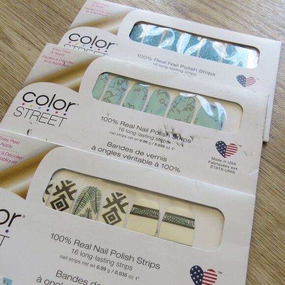 COLOR STREET Nail Polish Strips Bundle NEW (set of 3) Teal Green Mix Turquoise - Picture 1 of 12
